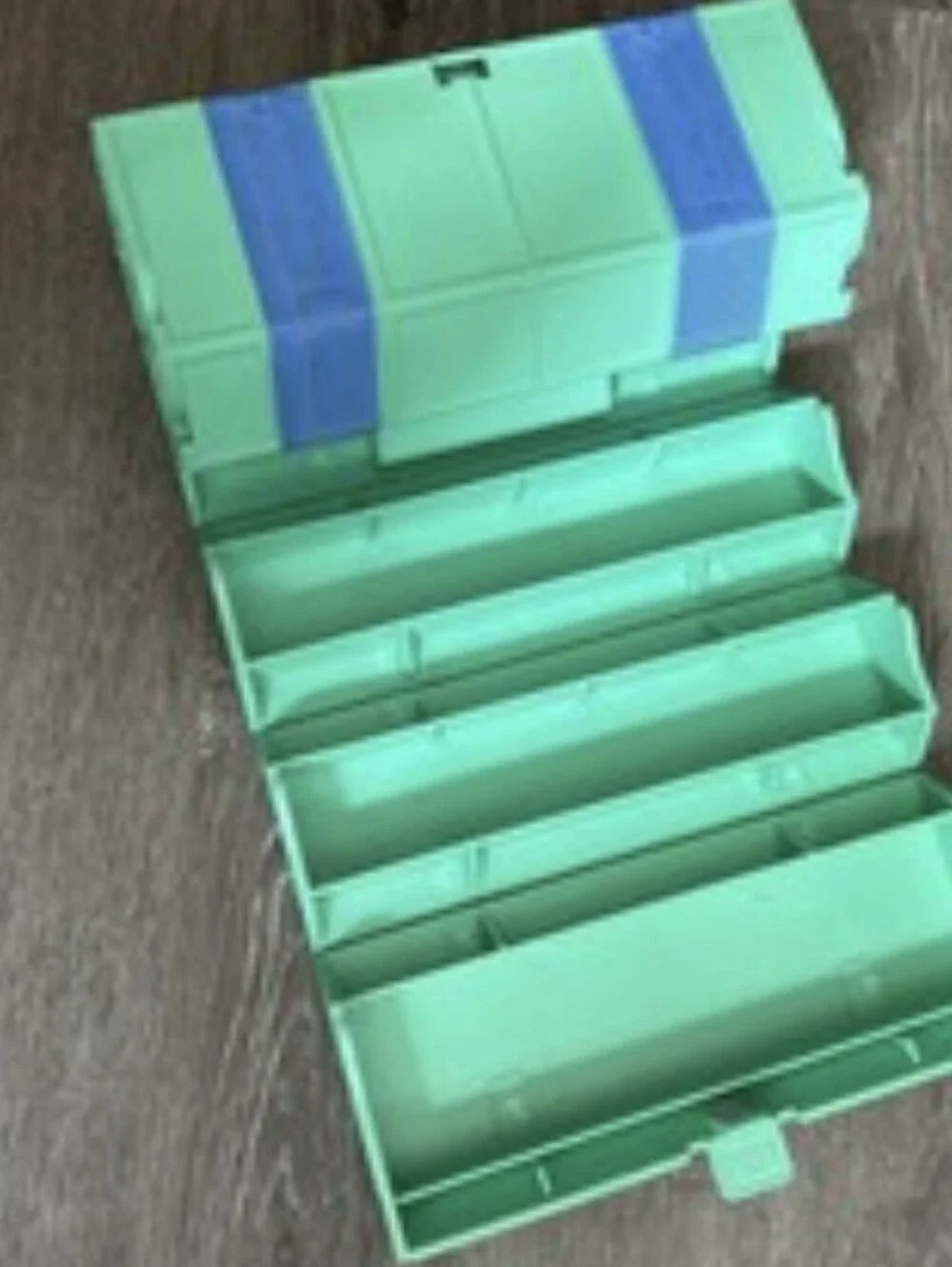 Vintage Rolykit Roll-up Storage Organizer 1970s/1980s Sea Foam Green Blue Box